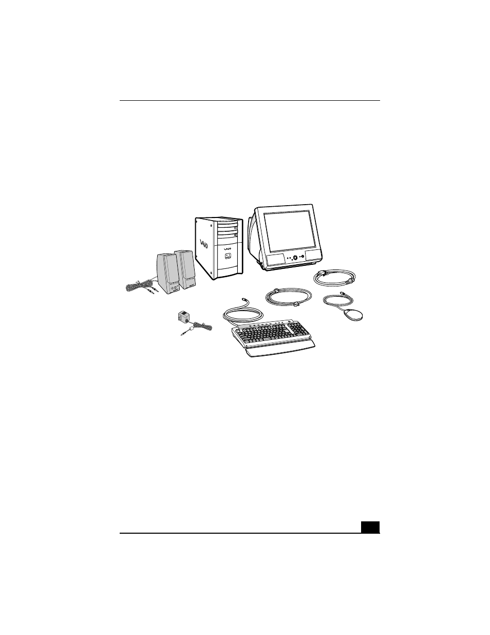 Unpacking your computer, Computer and supplied accessories manuals | Sony VAIO Countertop Computer User Manual | Page 9 / 64