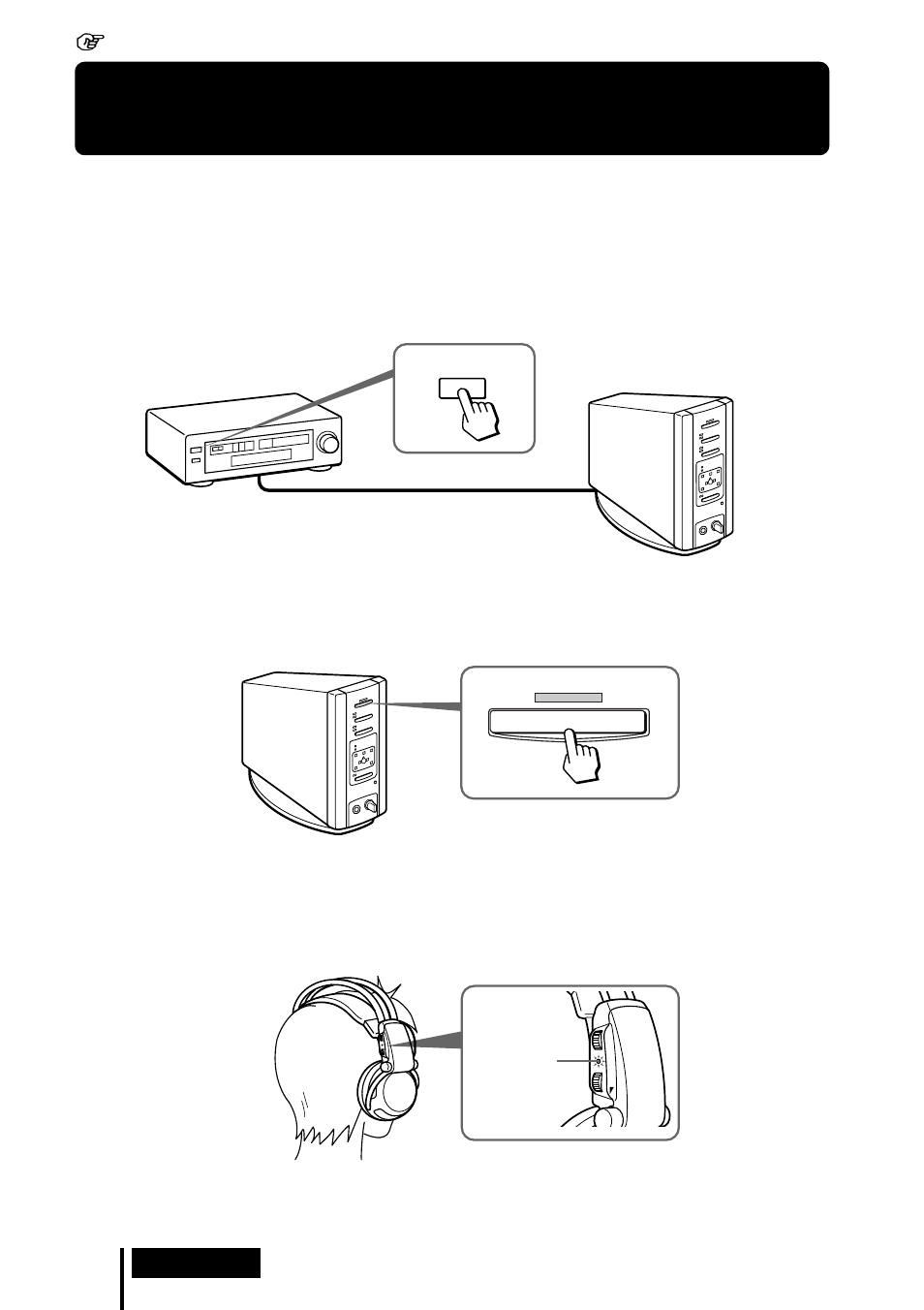 Escucha del sonido de un componente conectado, Operación | Sony MDR DS5000 User Manual | Page 104 / 116