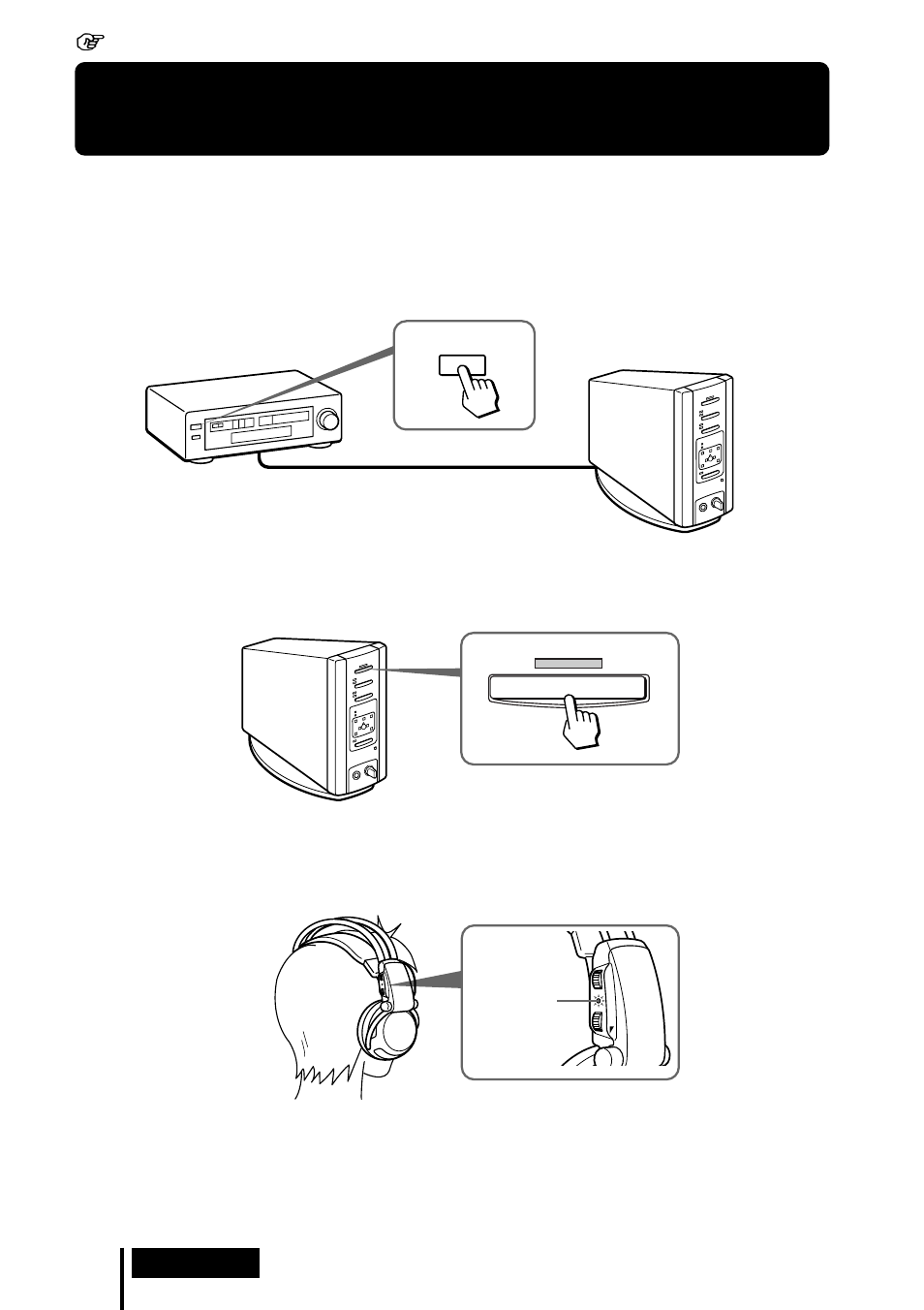 Listening to the sound of a connected component, Operation | Sony MDR DS5000 User Manual | Page 20 / 116