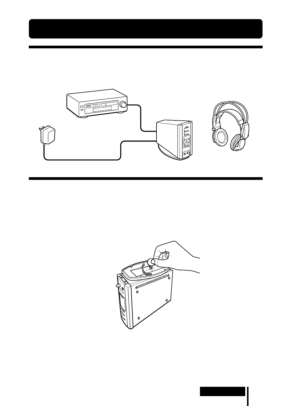 Connecting the headphone system, Connecting with audio and video components, General | Sony MDR DS5000 User Manual | Page 9 / 116