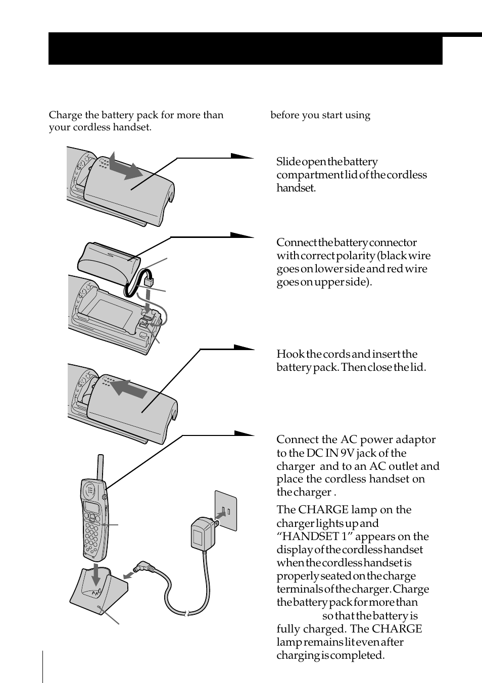 Preparing the battery pack, Step 3: preparing the battery, Pack | Step 3 | Sony SPP-S2730 User Manual | Page 14 / 84