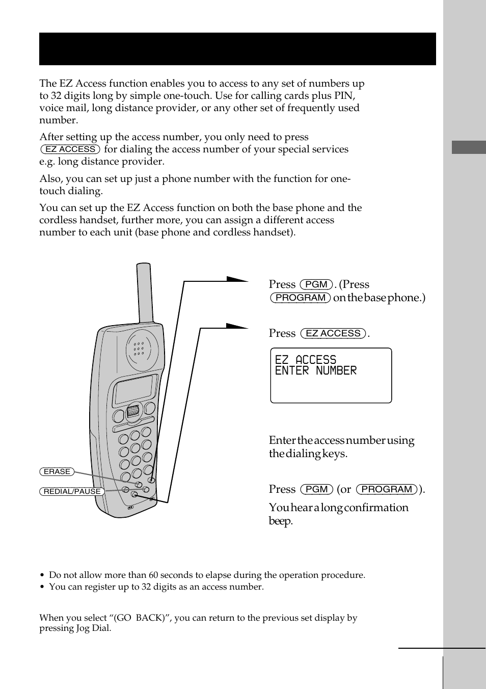 Setting up the ez access function, Getting started | Sony SPP-S2730 User Manual | Page 23 / 84