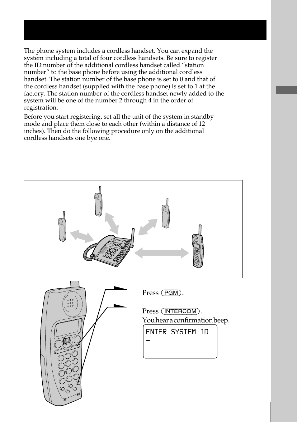 Registering additional cordless handsets, Getting started | Sony SPP-S2730 User Manual | Page 25 / 84