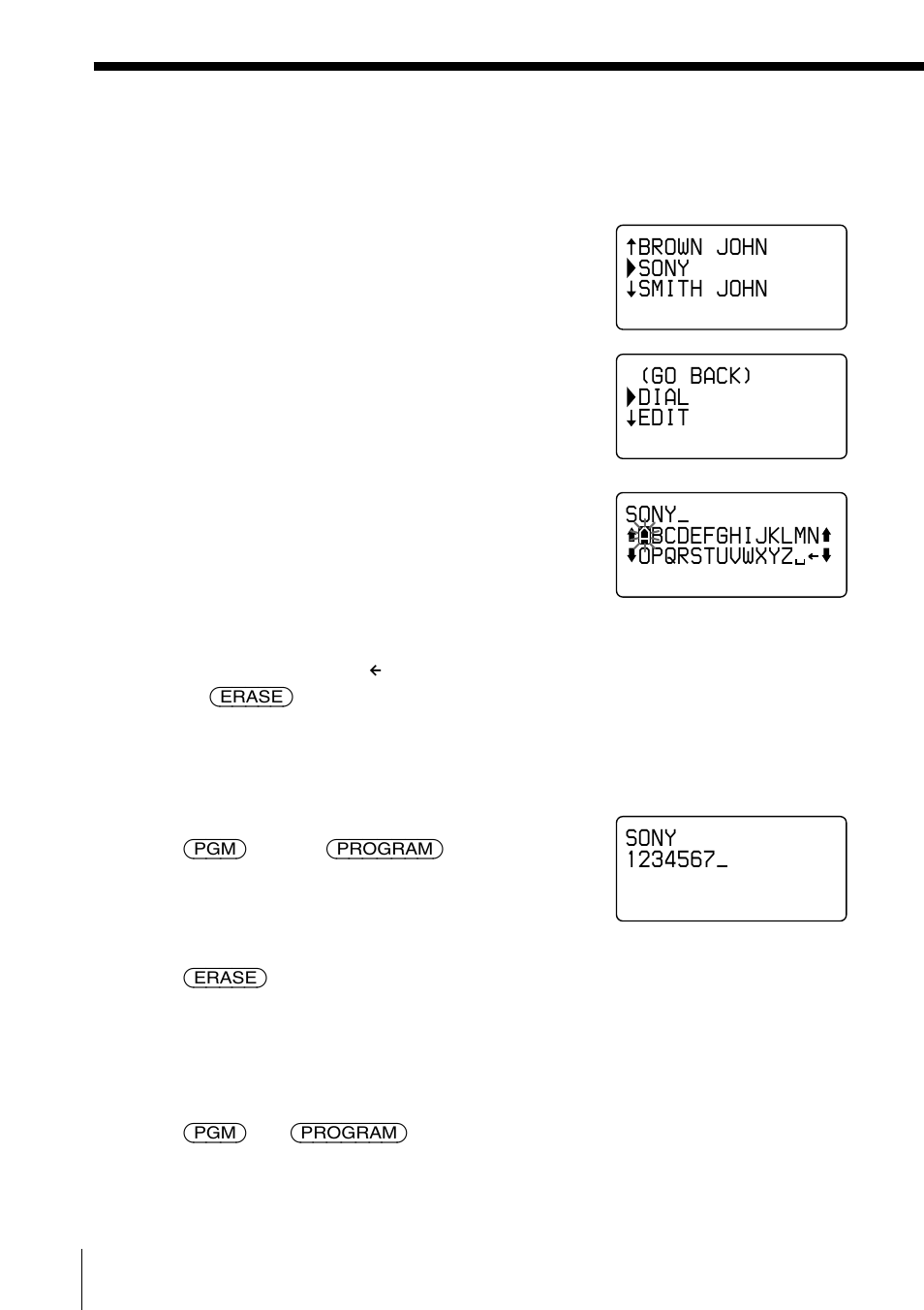 Changing a stored name and/or phone number | Sony SPP-S2730 User Manual | Page 48 / 84