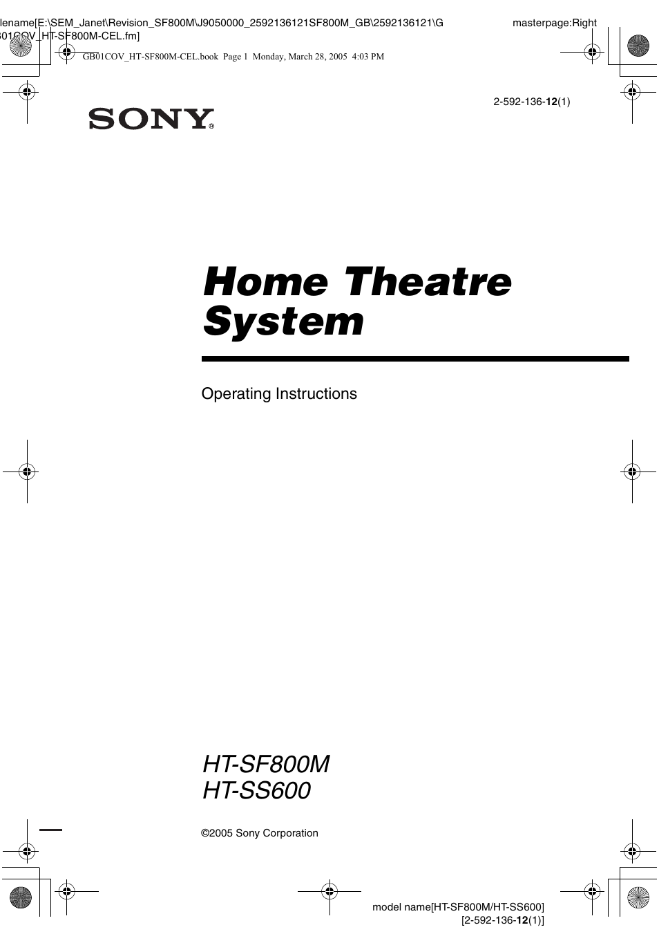 Sony HT-SF800M EN User Manual | 44 pages