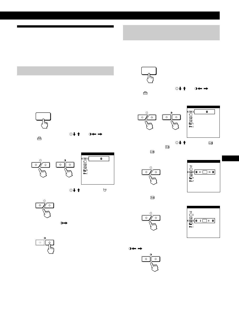 Die bildschirmanzeige option, Einstellen des monitors, Entmagnetisieren des bildschirms | Ändern der position der bildschirmanzeigen, Fen de es i | Sony GDM-200PST9 User Manual | Page 55 / 104