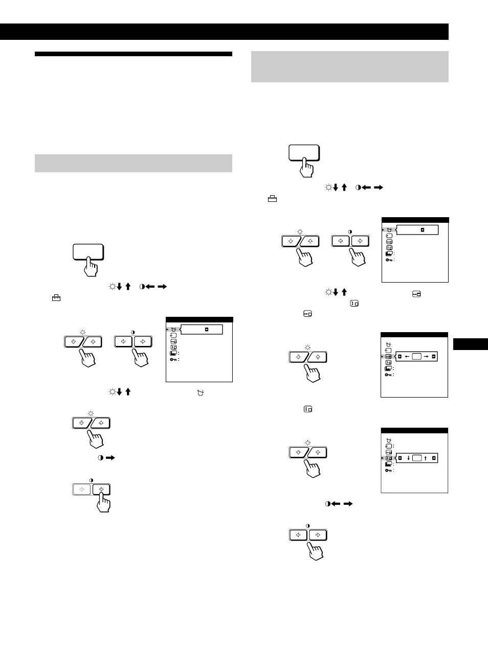 Uso de la indicación en pantalla opcion, Personalización del monitor, Desmagnetización de la pantalla | Cambio de la posición de la indicación en pantalla, Fen d es i | Sony GDM-200PST9 User Manual | Page 75 / 104