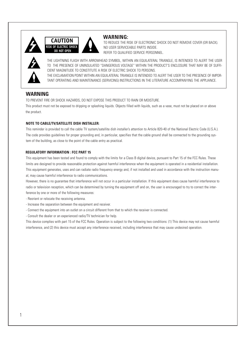 Caution, Warning | Sony SAT-HD200 User Manual | Page 2 / 104