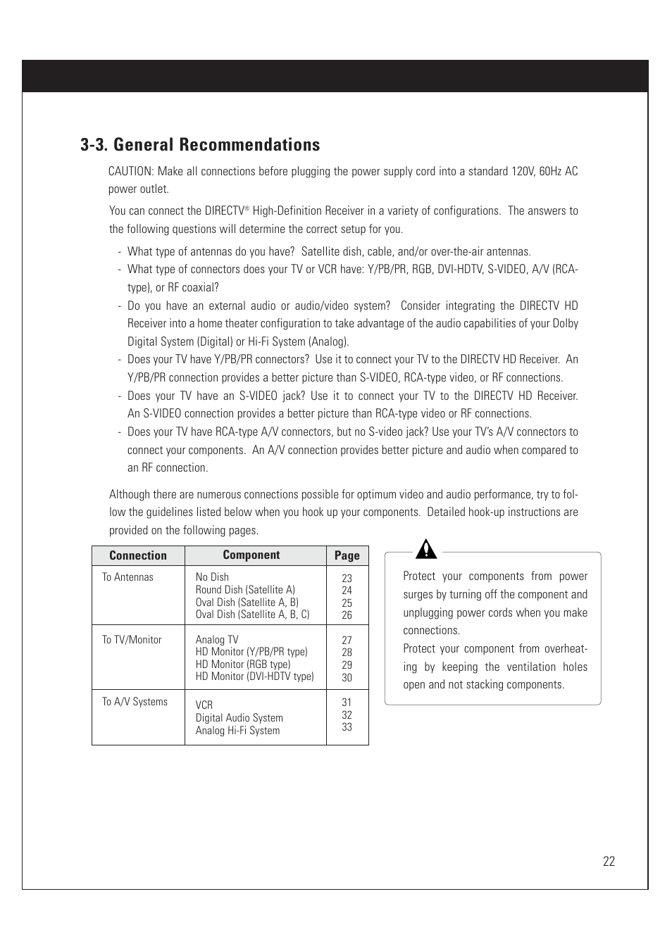 3. general recommendations | Sony SAT-HD200 User Manual | Page 23 / 104