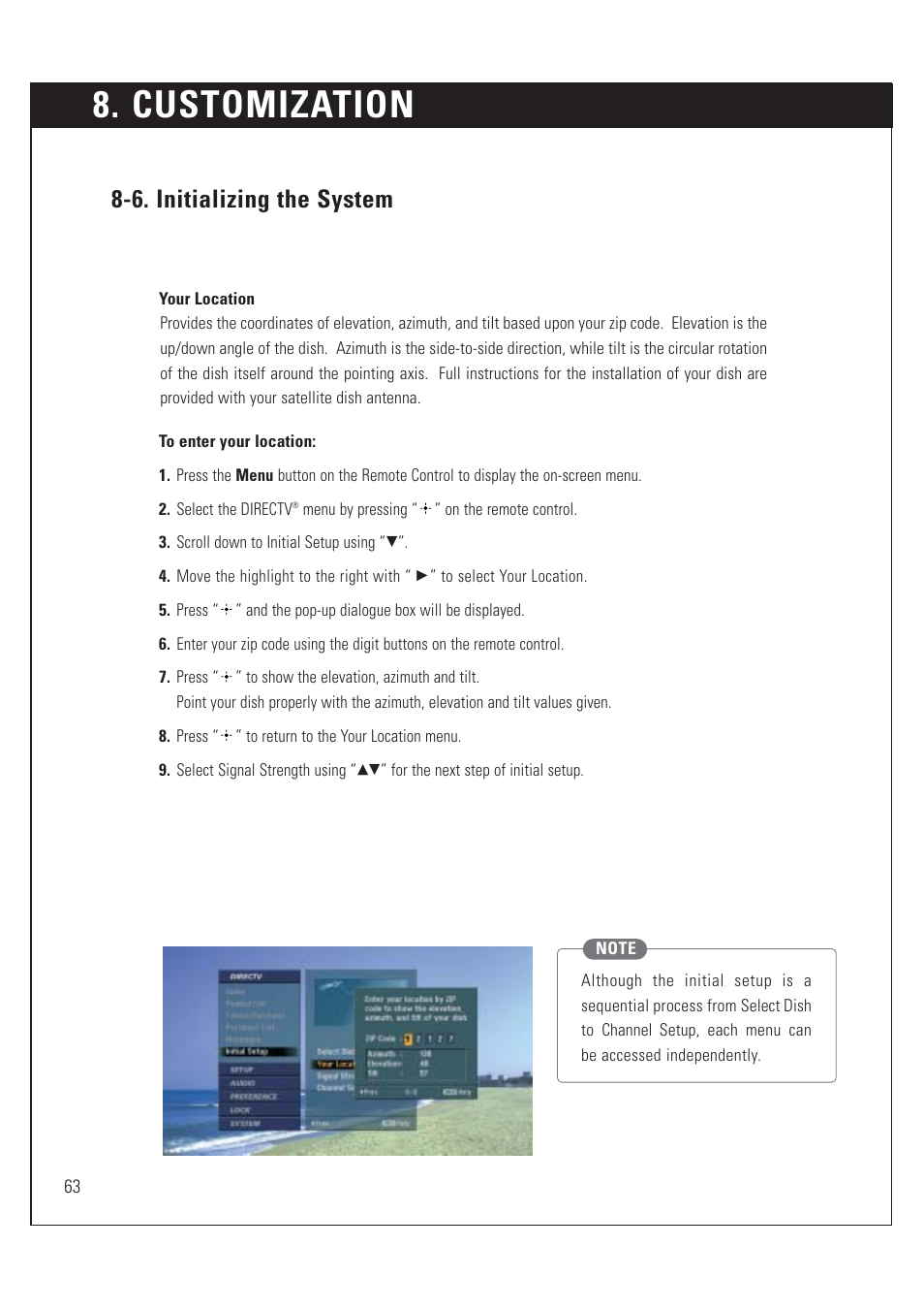 Customization, 6. initializing the system | Sony SAT-HD200 User Manual | Page 64 / 104