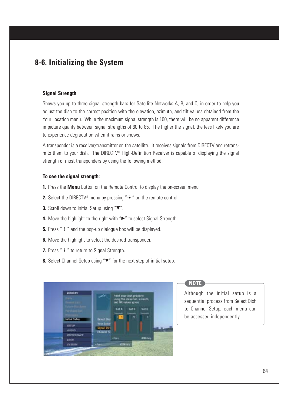 6. initializing the system | Sony SAT-HD200 User Manual | Page 65 / 104
