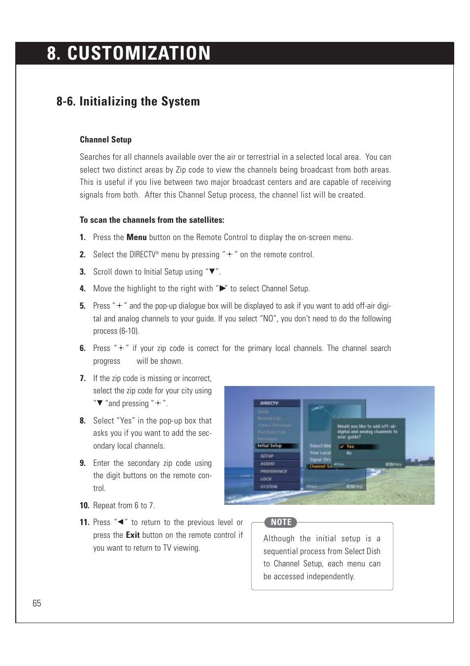 Customization, 6. initializing the system | Sony SAT-HD200 User Manual | Page 66 / 104