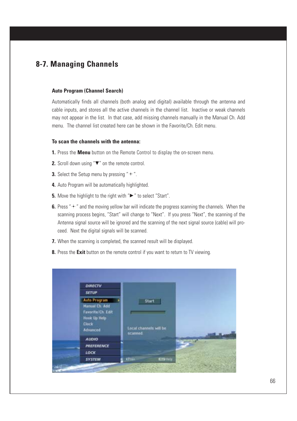 7. managing channels | Sony SAT-HD200 User Manual | Page 67 / 104