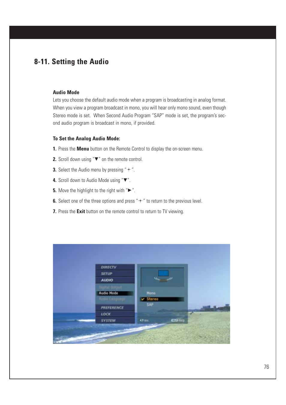 11. setting the audio | Sony SAT-HD200 User Manual | Page 77 / 104