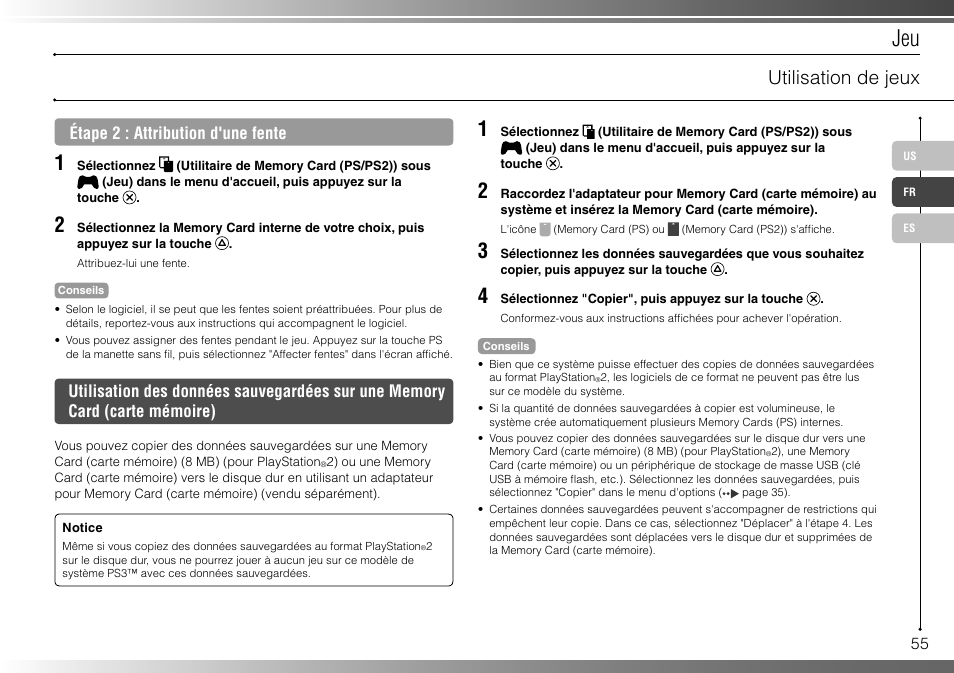 Utilisation de jeux, Étape 2 : attribution d'une fente | Sony 40GB Playstation 3 3-285-687-13 User Manual | Page 55 / 100
