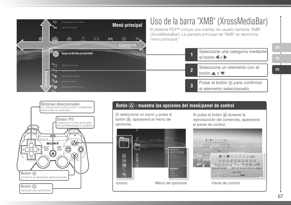 Uso de la barra "xmb" (xrossmediabar) | Sony 40GB Playstation 3 3-285-687-13 User Manual | Page 67 / 100