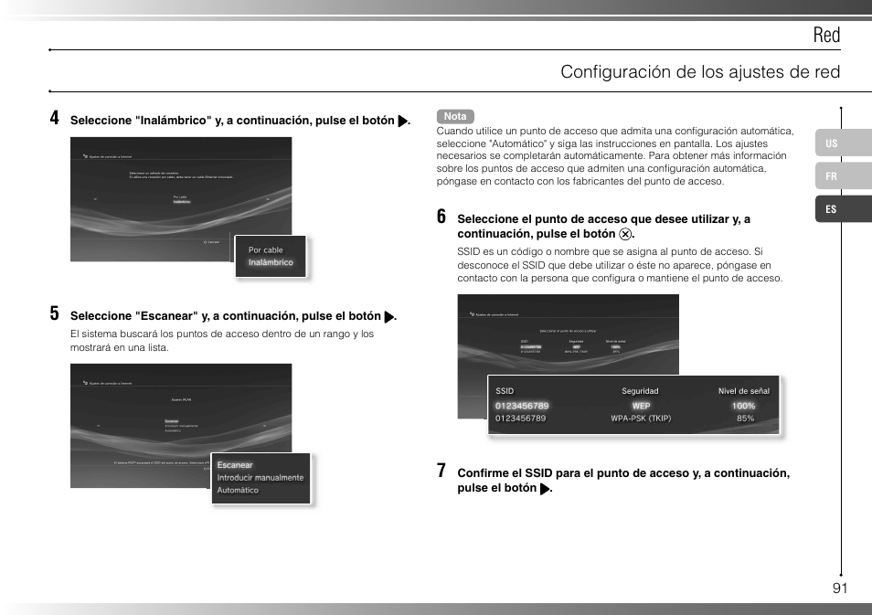 Confi guración de los ajustes de red | Sony 40GB Playstation 3 3-285-687-13 User Manual | Page 91 / 100