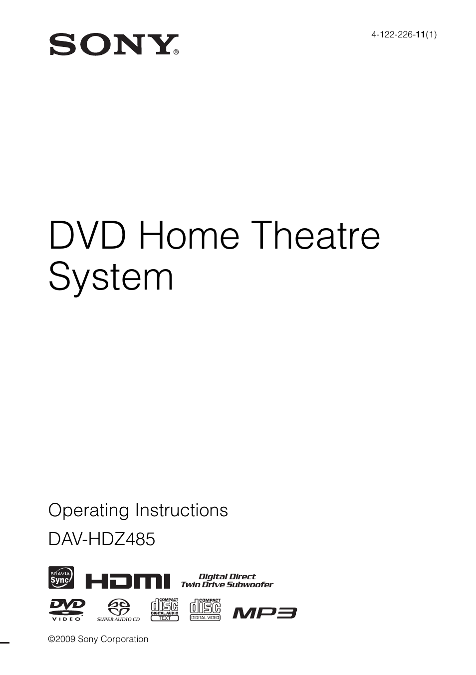 Sony DAV-HDZ485 User Manual | 104 pages