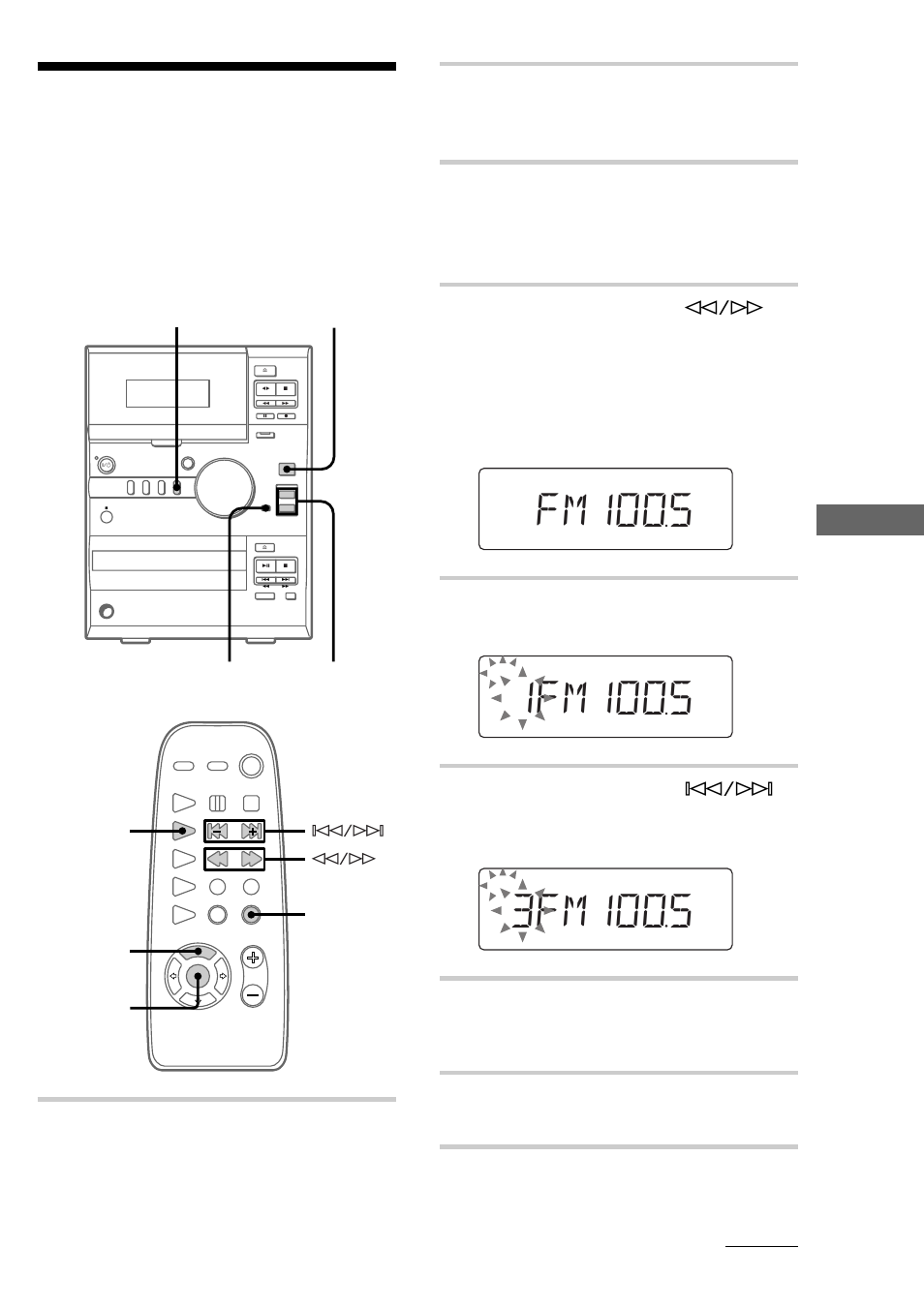 Step 3: presetting radio stations — preset, Fm1005, Step 3: presetting radio stations | Sony CMT-CP1 User Manual | Page 7 / 36