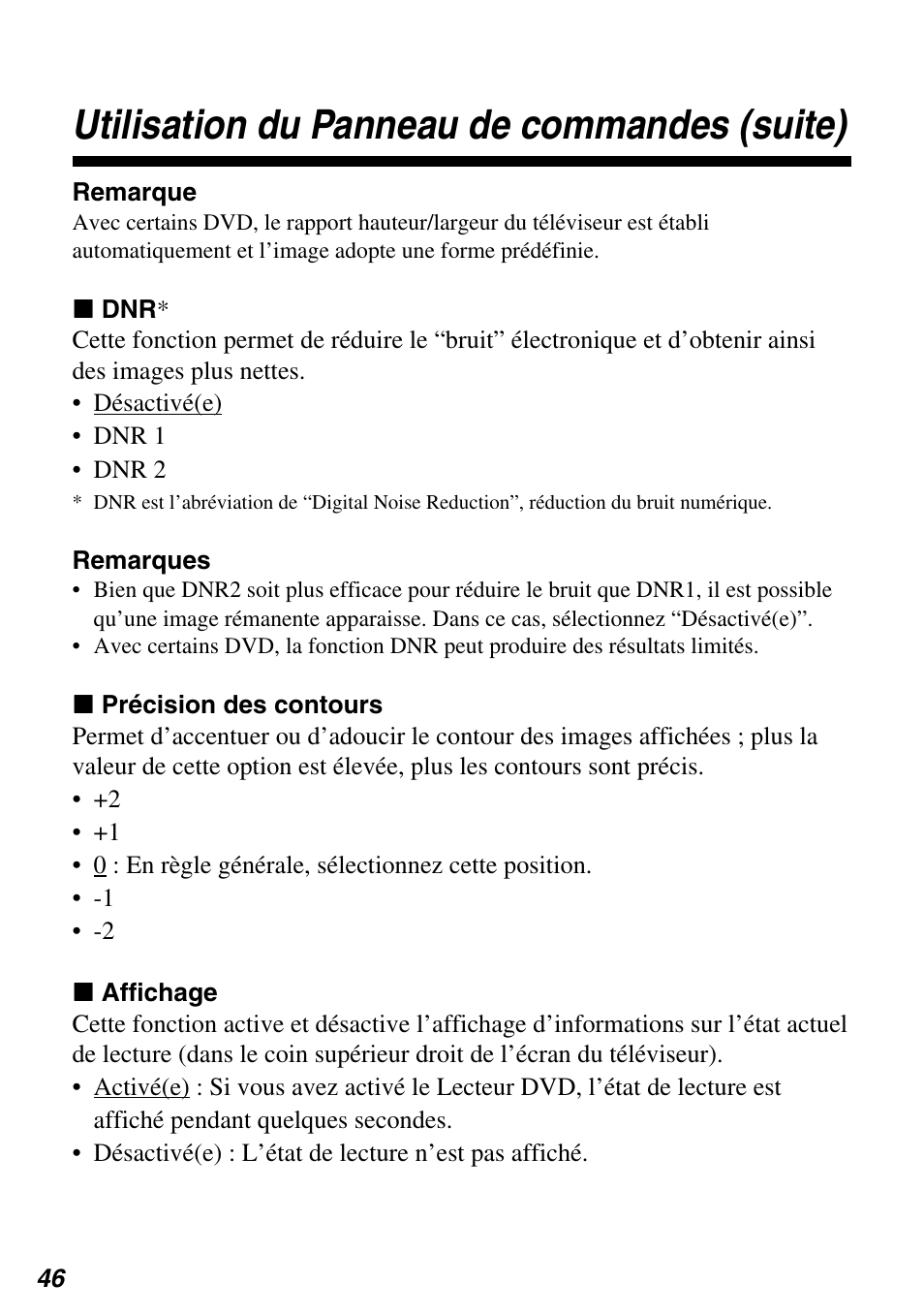 Utilisation du panneau de commandes (suite) | Sony SCPH-97042 User Manual | Page 102 / 170
