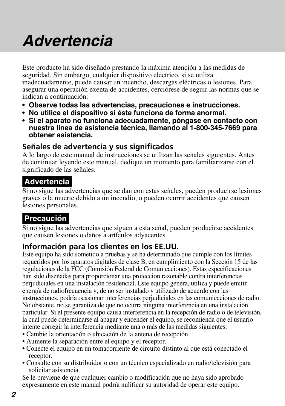 Advertencia | Sony SCPH-97042 User Manual | Page 114 / 170