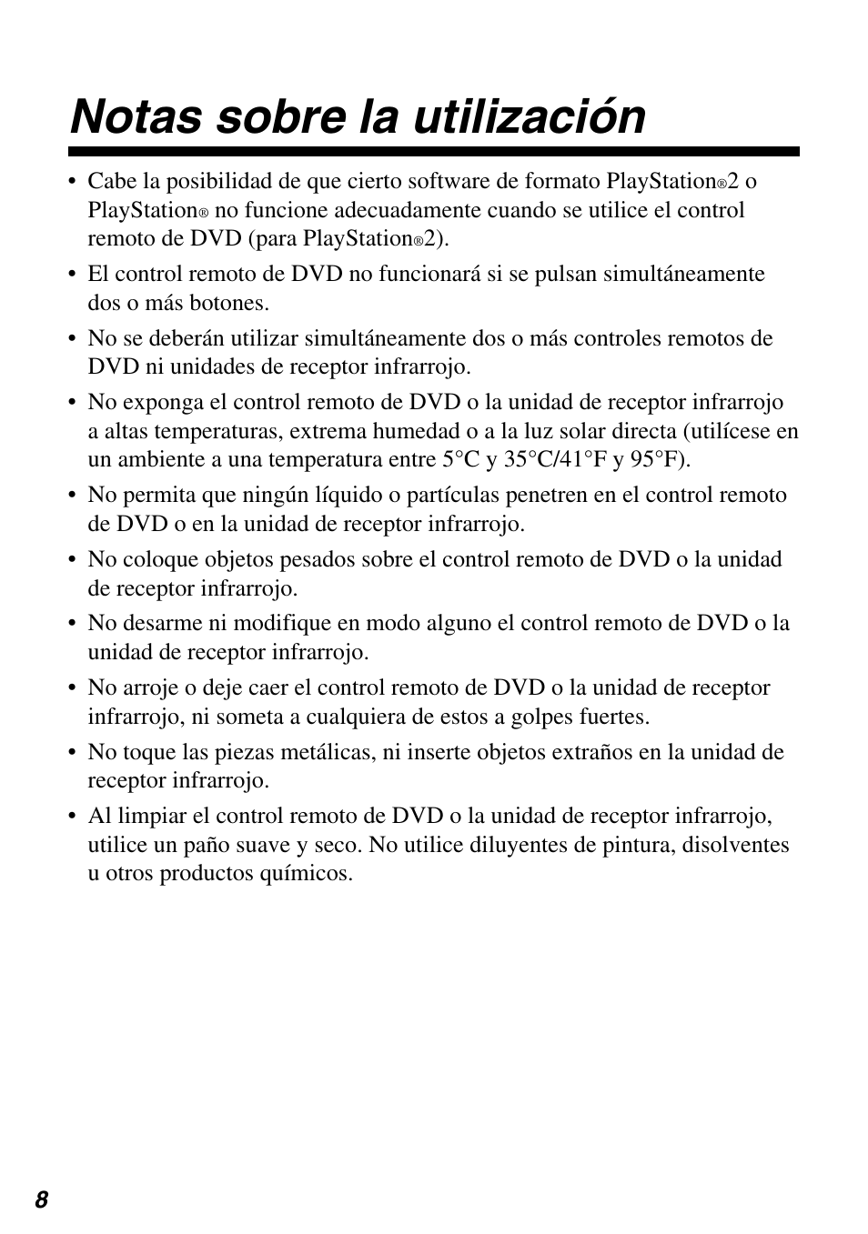 Notas sobre la utilización | Sony SCPH-97042 User Manual | Page 120 / 170