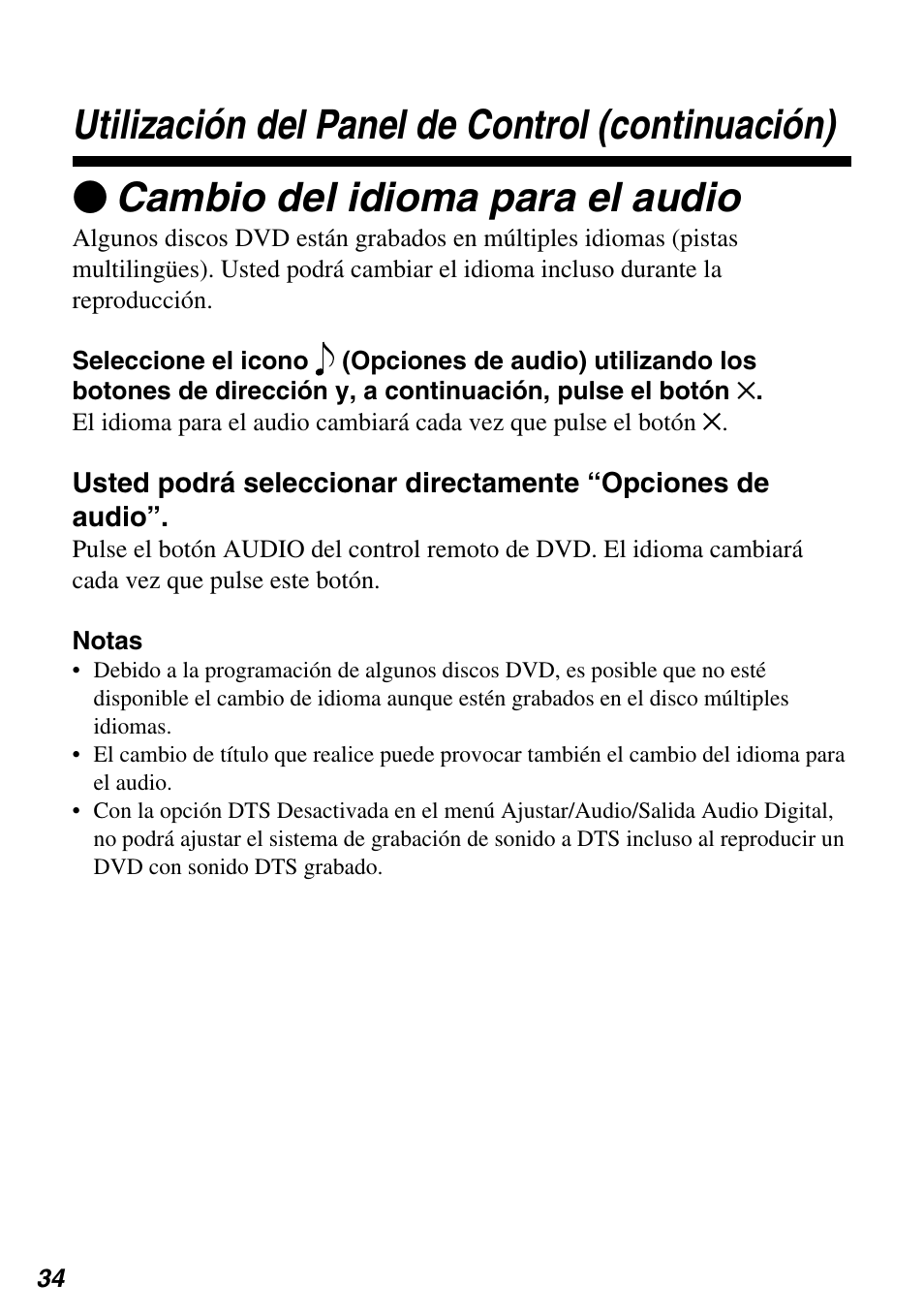 Zcambio del idioma para el audio, Utilización del panel de control (continuación) | Sony SCPH-97042 User Manual | Page 146 / 170