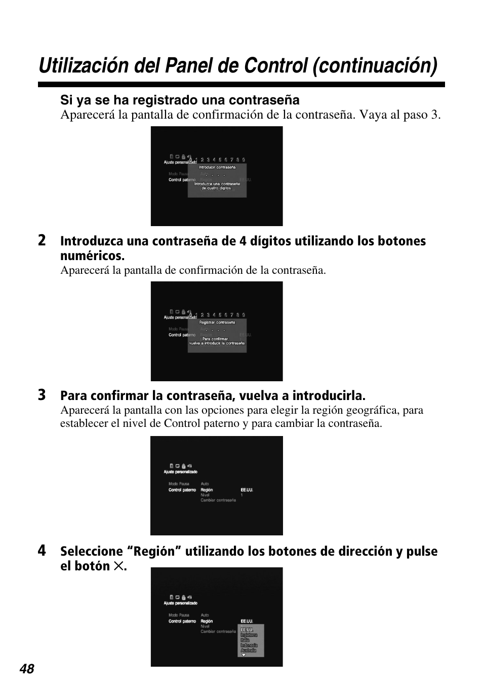 Utilización del panel de control (continuación) | Sony SCPH-97042 User Manual | Page 160 / 170