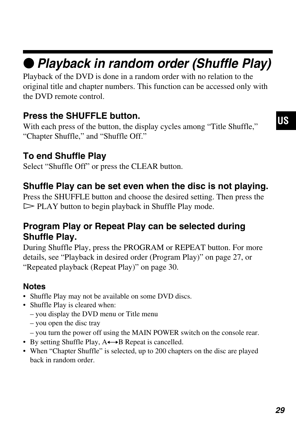 Zplayback in random order (shuffle play) | Sony SCPH-97042 User Manual | Page 29 / 170