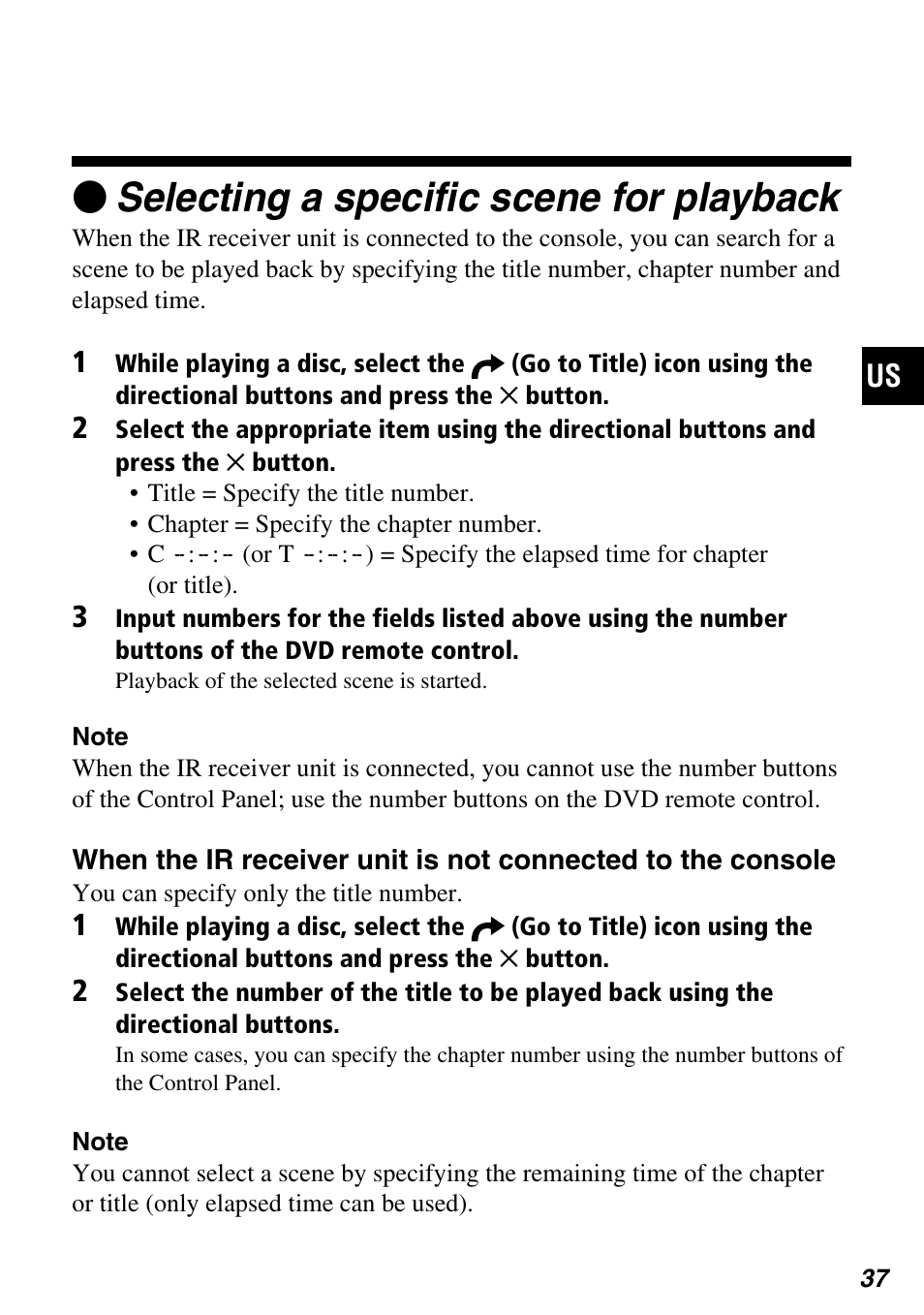 Zselecting a specific scene for playback | Sony SCPH-97042 User Manual | Page 37 / 170