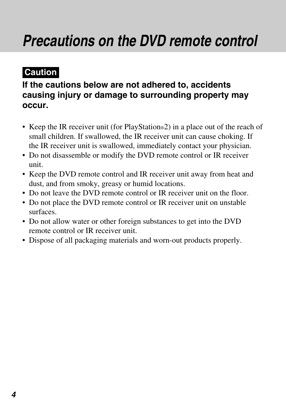 Precautions on the dvd remote control | Sony SCPH-97042 User Manual | Page 4 / 170