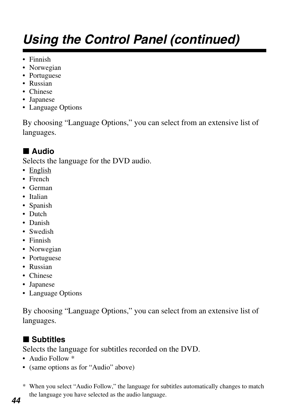 Using the control panel (continued) | Sony SCPH-97042 User Manual | Page 44 / 170