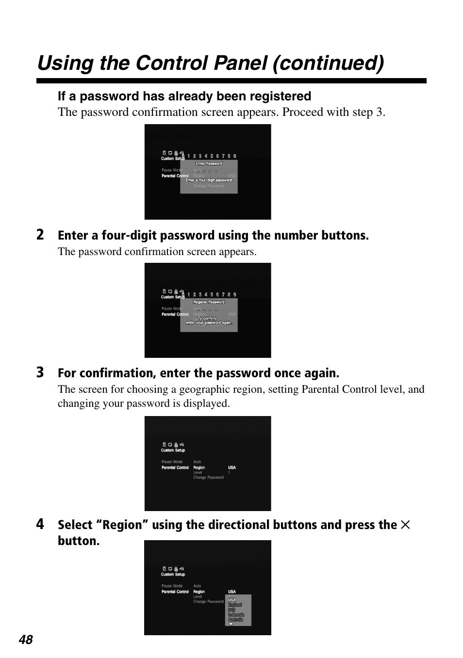 Using the control panel (continued) | Sony SCPH-97042 User Manual | Page 48 / 170