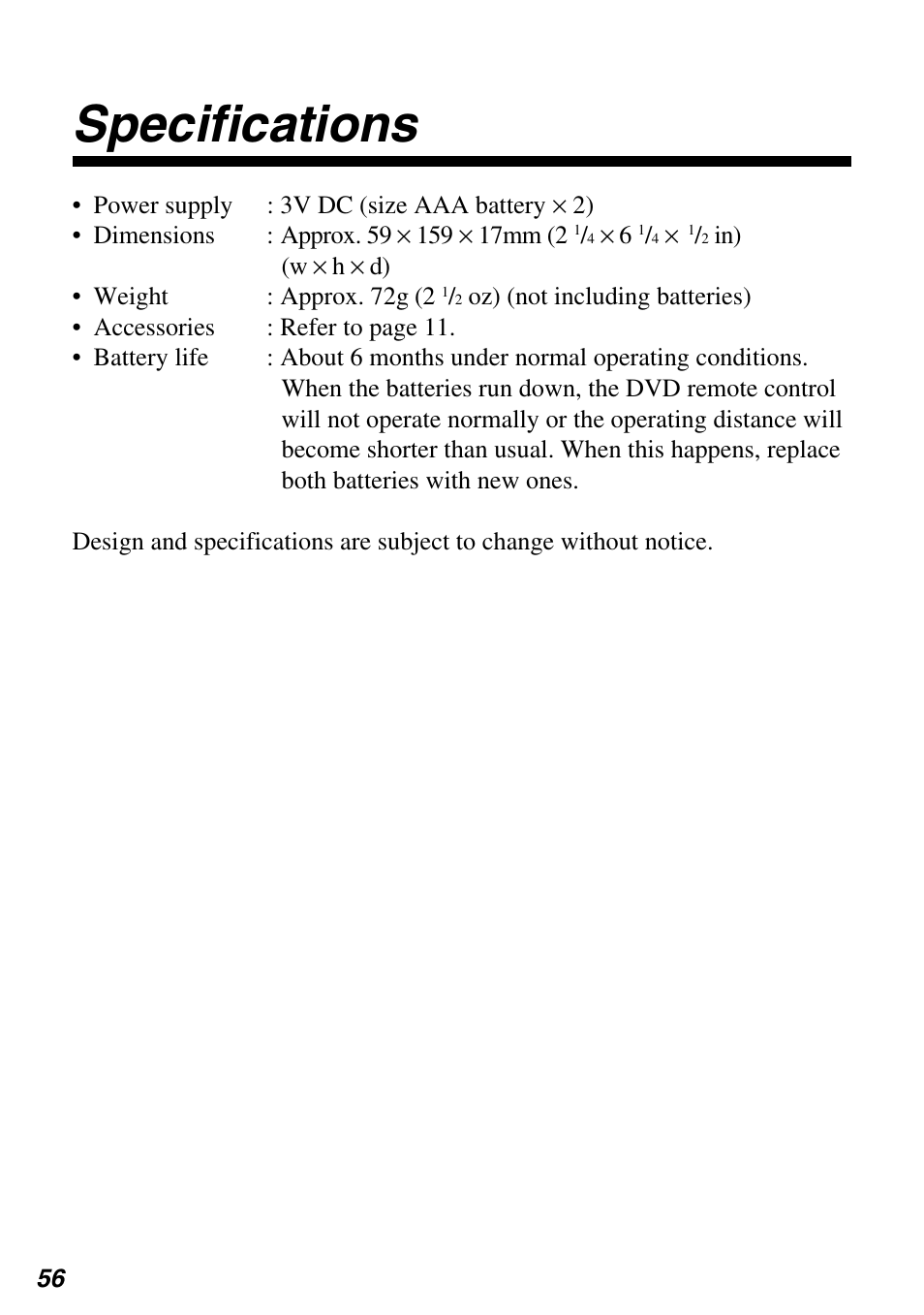 Specifications | Sony SCPH-97042 User Manual | Page 56 / 170