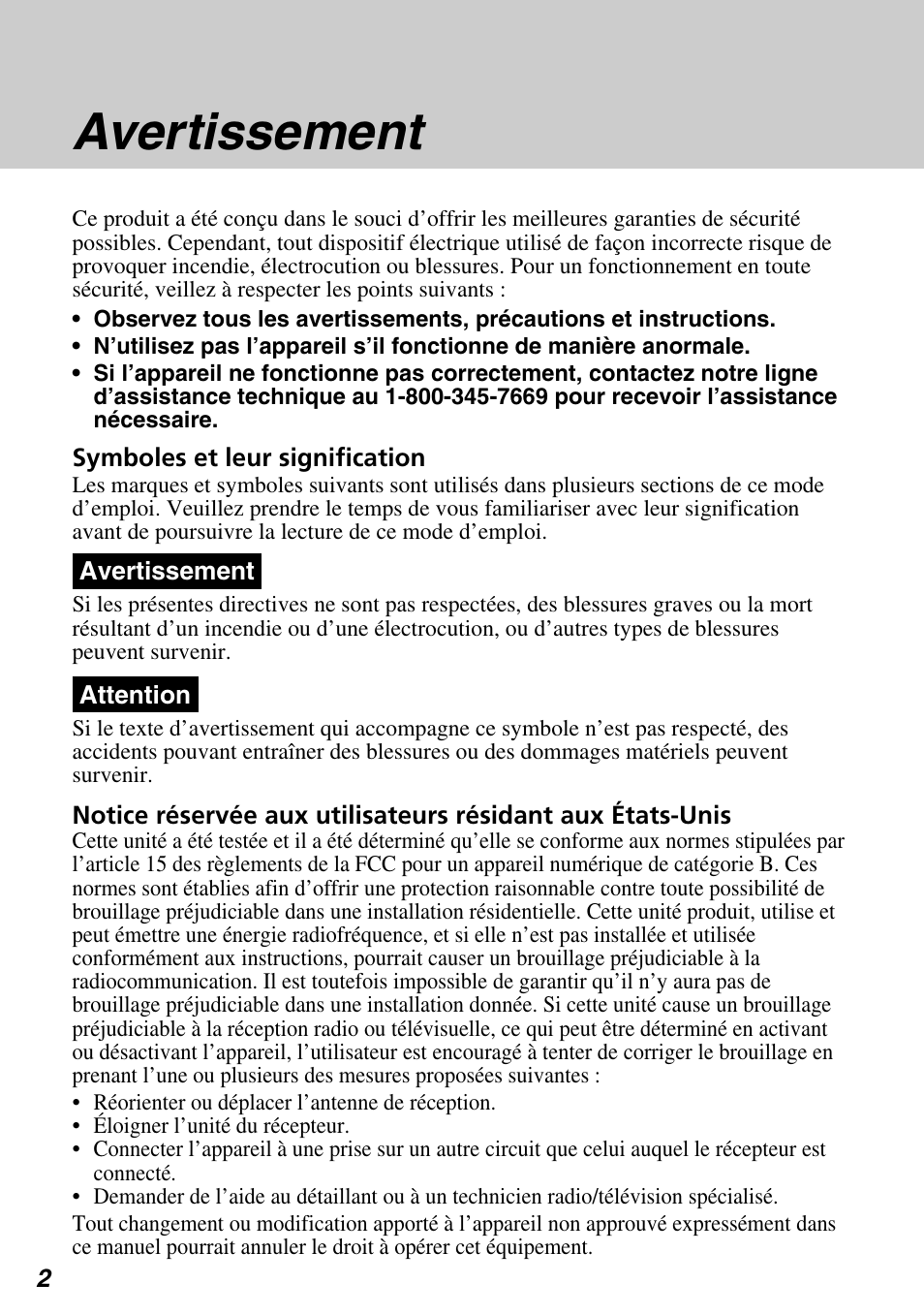 Avertissement | Sony SCPH-97042 User Manual | Page 58 / 170