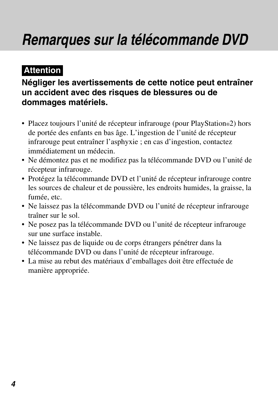 Remarques sur la télécommande dvd | Sony SCPH-97042 User Manual | Page 60 / 170