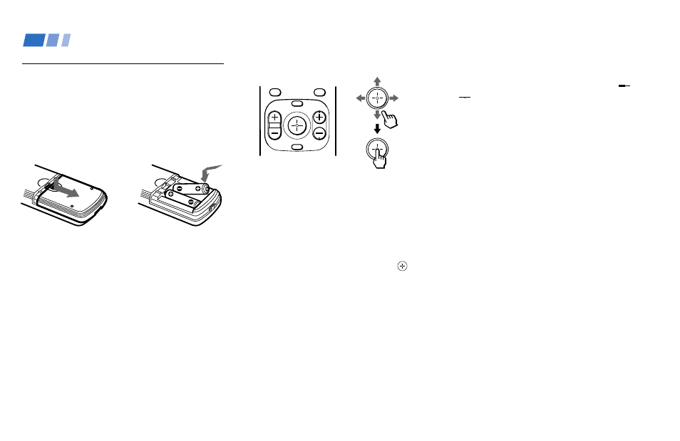 Basic set up, Using the remote control, Inserting the batteries | Using the remote control joystick, Adjusting sliders, On line help/instructions | Sony KP 53V80 User Manual | Page 22 / 62