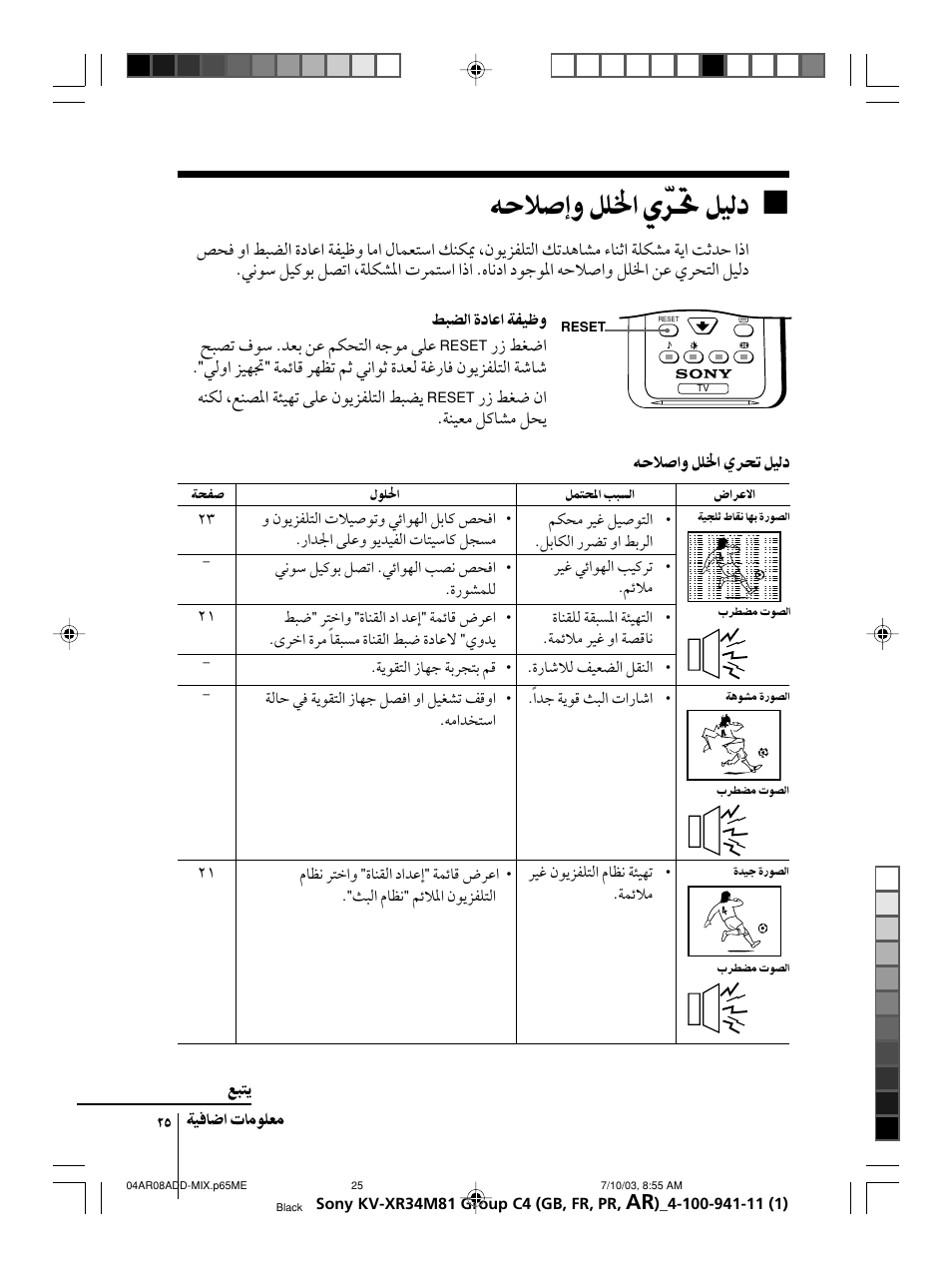 D% т н п | Sony wega KV-XR34 User Manual | Page 103 / 106