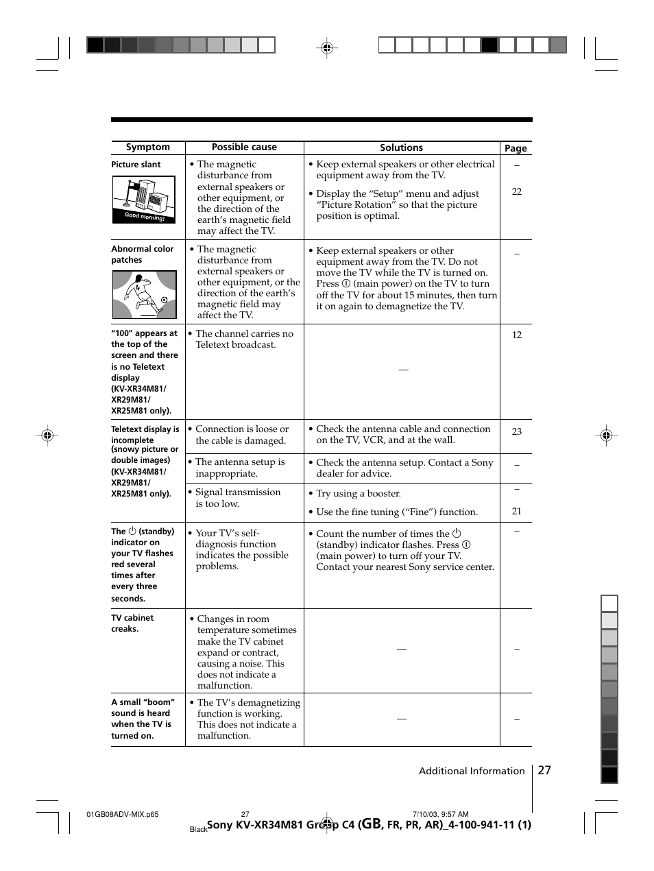 Sony wega KV-XR34 User Manual | Page 27 / 106