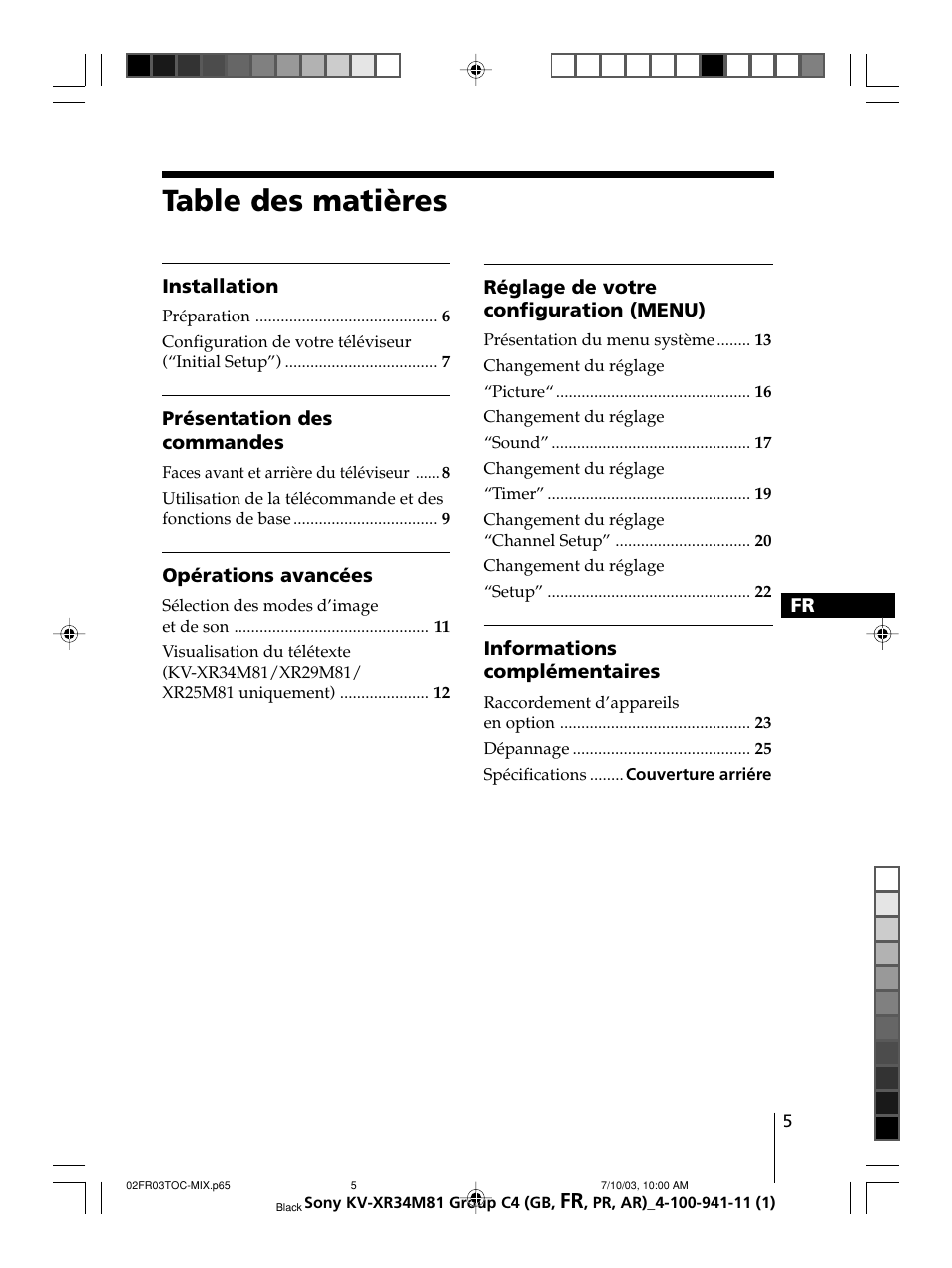 Sony wega KV-XR34 User Manual | Page 31 / 106