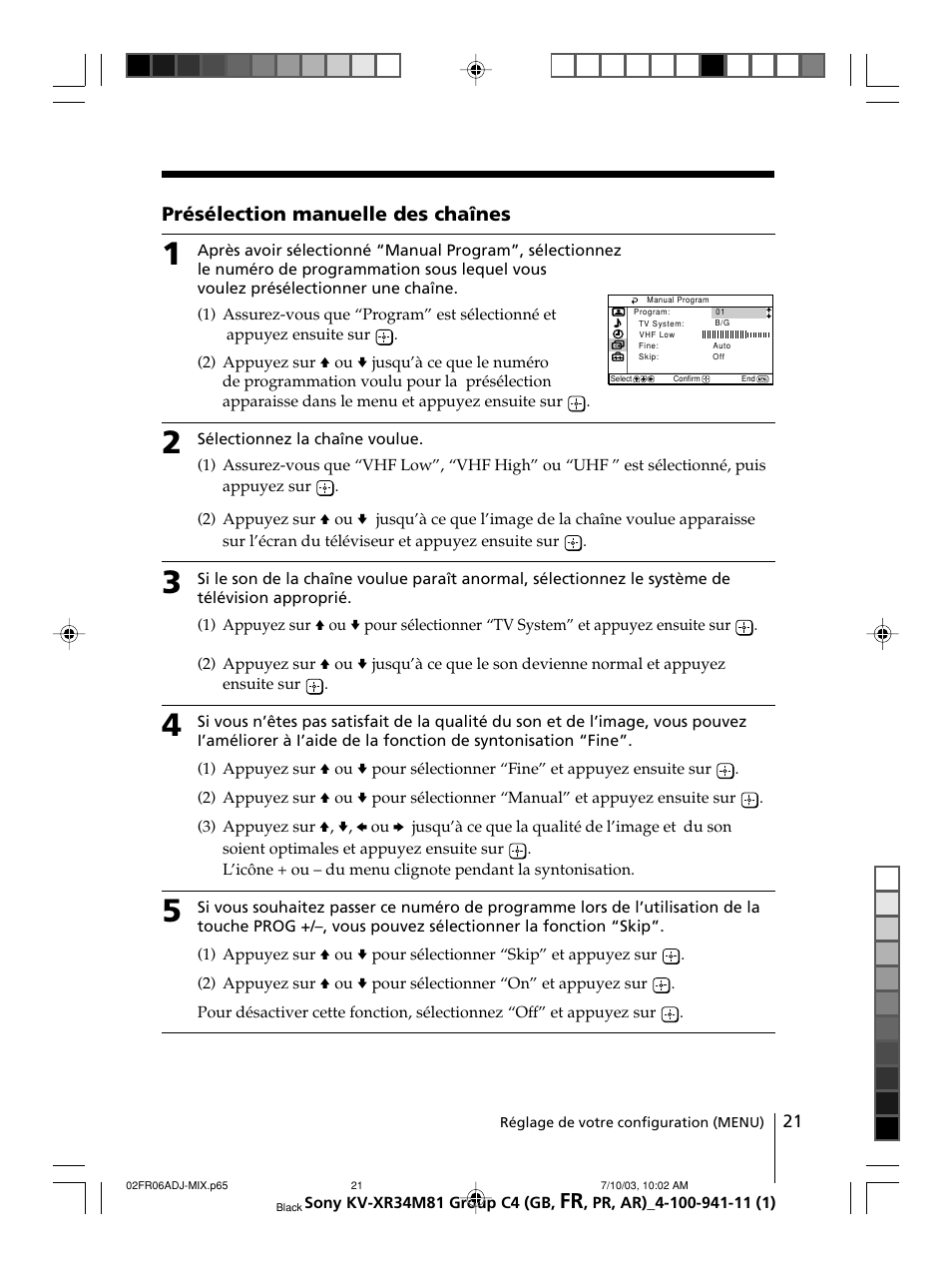 Sony wega KV-XR34 User Manual | Page 47 / 106