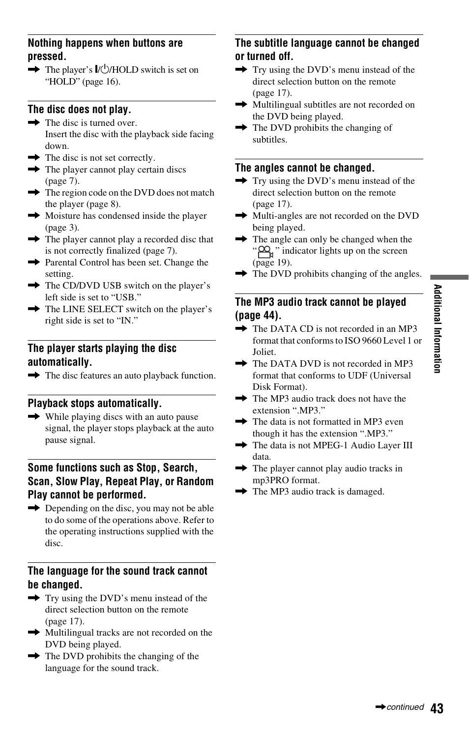 Sony DVP-FX850 User Manual | Page 43 / 52