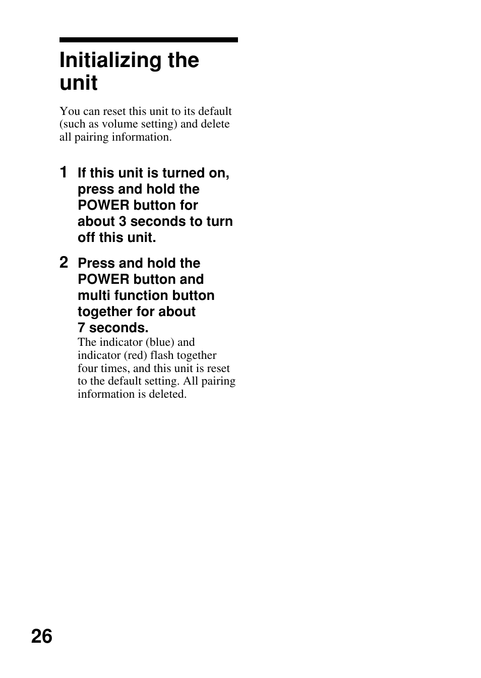 Initializing the unit | Sony DR-BT50 User Manual | Page 26 / 28