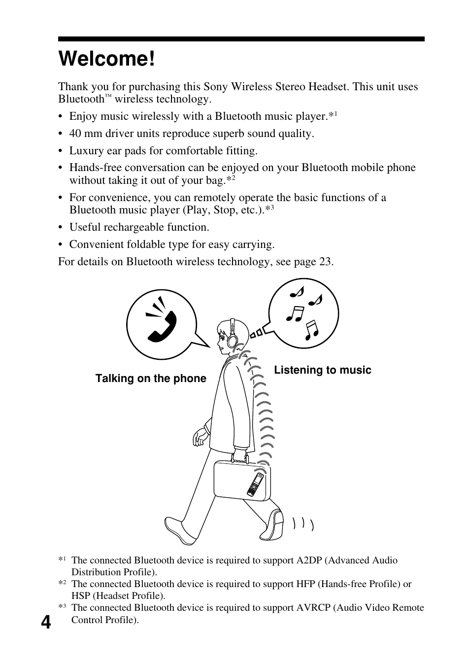 Welcome | Sony DR-BT50 User Manual | Page 4 / 28
