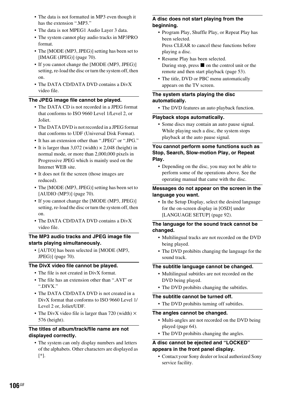 Sony DAV-LF1H User Manual | Page 106 / 127