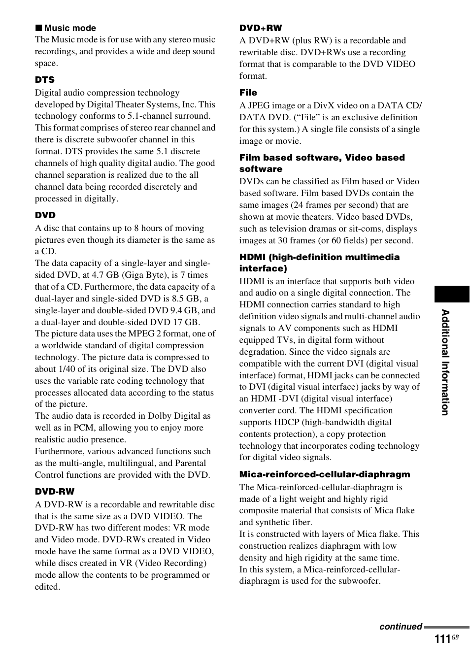 Sony DAV-LF1H User Manual | Page 111 / 127