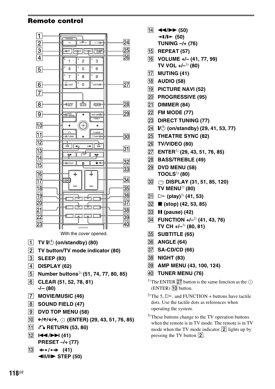 Remote control | Sony DAV-LF1H User Manual | Page 118 / 127