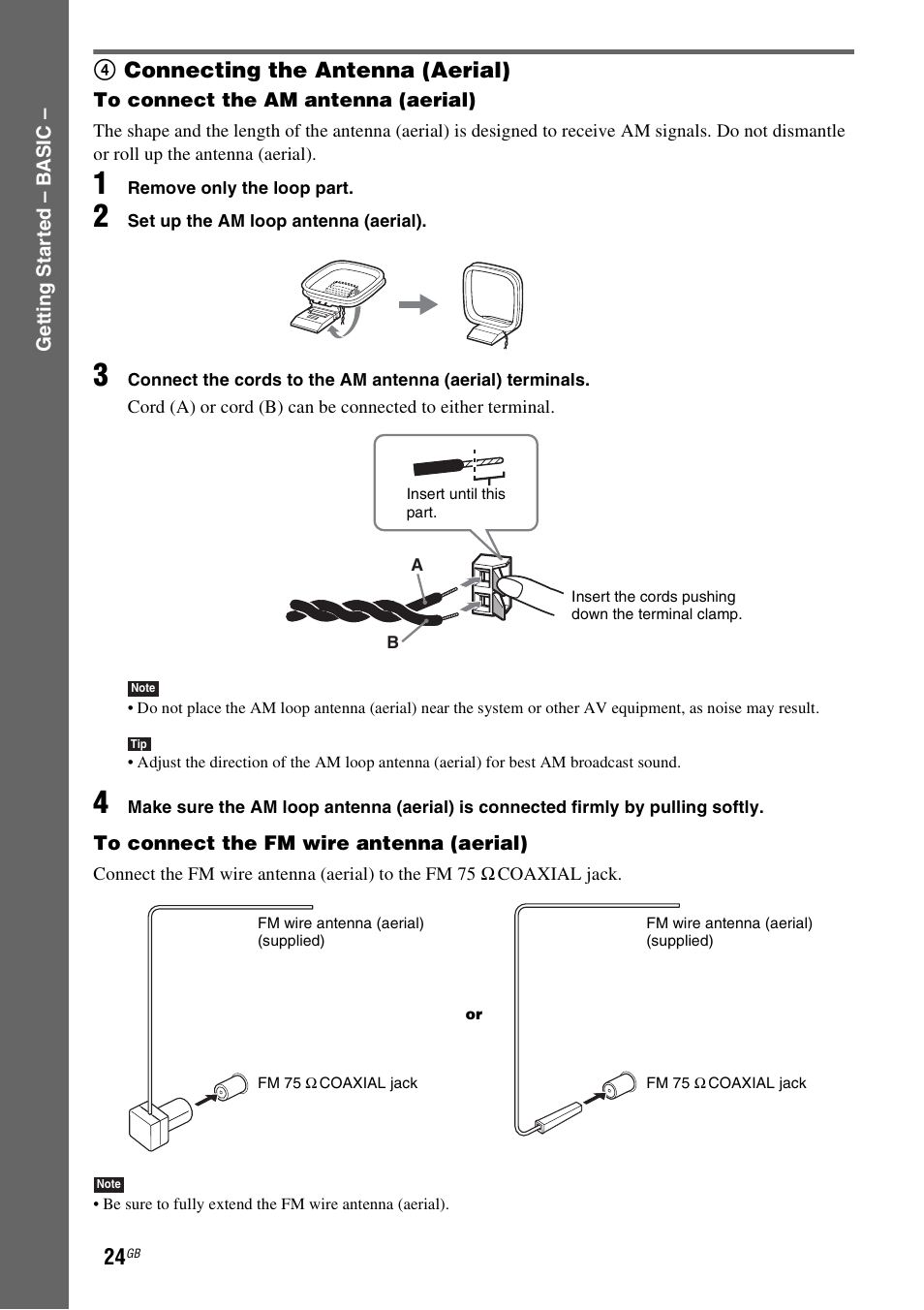 4 connecting the antenna (aerial), 4connecting the antenna (aerial) | Sony DAV-LF1H User Manual | Page 24 / 127