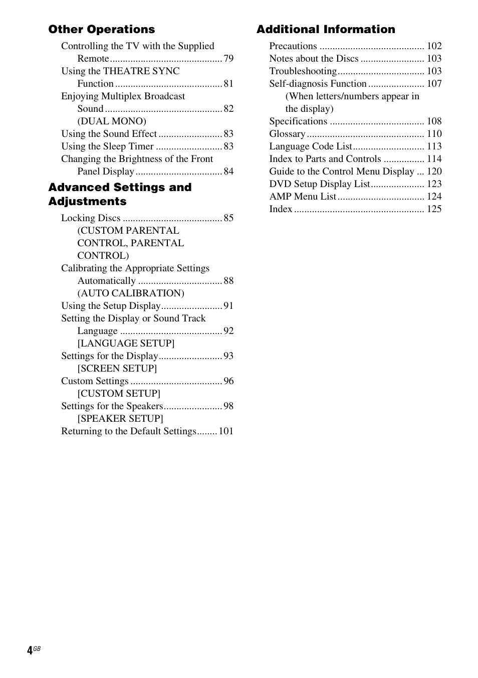 Sony DAV-LF1H User Manual | Page 4 / 127
