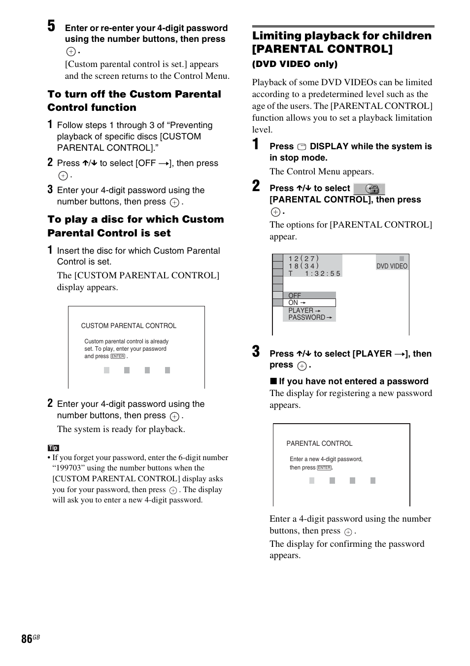 Limiting playback for children [parental control | Sony DAV-LF1H User Manual | Page 86 / 127